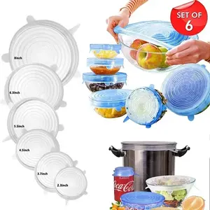 Silicone Stretch Lids Set - 6 Piece Reusable Food Covers for Kitchen