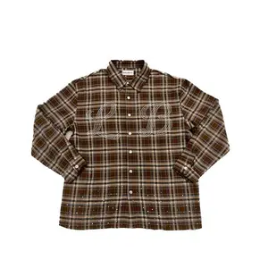 Loved n Blessed Rhinestone Flannel Beige