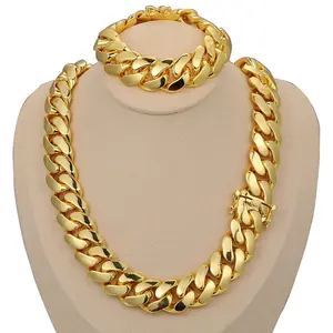 14K Gold Vacuum Plated Stainless Steel Chain & Copper Deployment Clasp Miami Cuban Link Chain Italy Mexico & Micro Inspired Unisex Hip Hop 10-22mm Necklace&Bracelet for Men & Women Jewelry,Daily Wear,Casual Fashion,Gift,Chicano Style,Weighty,Stackable