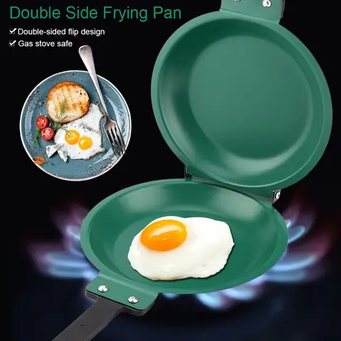 JASISS Double-Side Non-Stick Frying Pan - Thermal Stainless Steel Induction Cookware with Handle, Ideal for Indoor Cooking, Pancakes, Omelets, Outdoor Use, Excellent Gift Choice