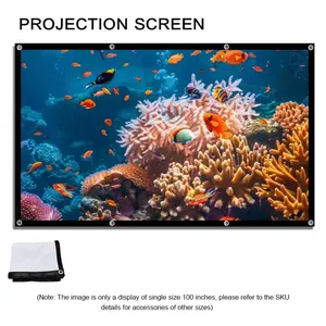 Portable Folding Projector Screen 60 to 150 Inches for Home Theater, Indoor and Outdoor Camping Use, Ideal Accessories for Movie Enthusiasts, Adjustable Screen