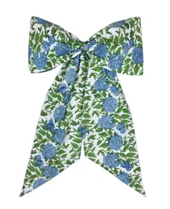 Blue and green hydrangea wreath sash, embroidered monogram available