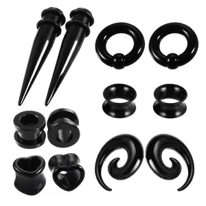 OIDEA 12-Piece Ear Gauge Stretching Kit Acrylic Silicone Tapers Tunnels Punk Goth