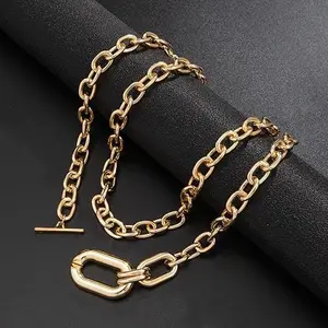Chunky Gold Necklaces for Women Multilayer Punk 80s Hip Hop Necklace Layered Cuban Link Chain Statement Necklace 90s Freaknik Outfit Accessories for Women