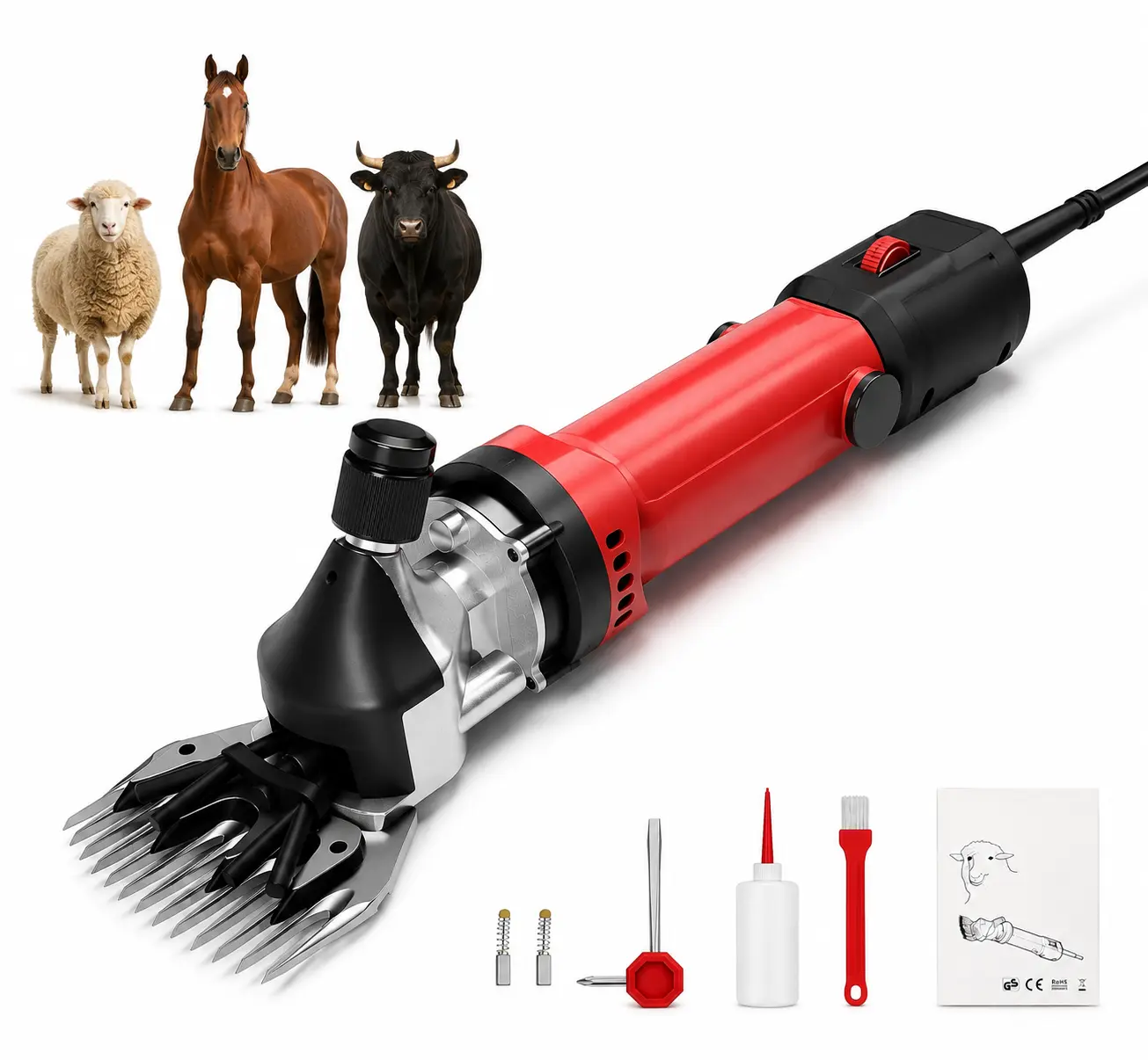 Professional Sheep Clippers Kit - 600W Heavy Duty Electric Shears for Livestock, Sheep, Horses, and Large Dogs - High Performance Grooming Kit with Stainless Steel Blades and Carrying Case