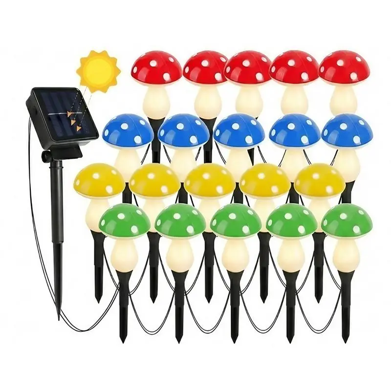 20Pcs LED Solar Mushroom Lights Outdoor Garden Decor Waterproof Fairy Light Lamp