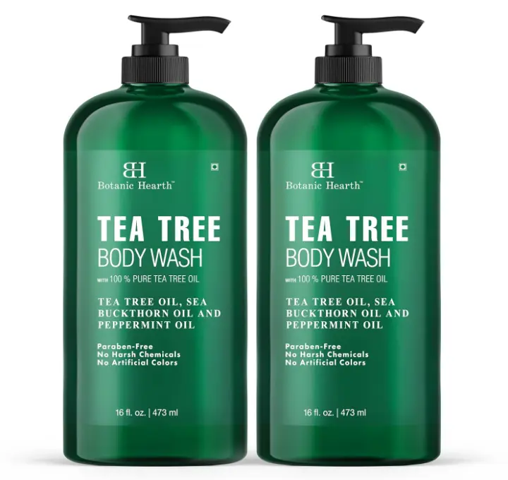 Botanic Hearth Tea Tree Body Wash (Pack of 2) for Men and Women - Moisturizing Body Wash Helps Soothe the Skin - Refreshing and Hydrating Cleanser, Sulfate Free, Paraben Free - 16 Fl Oz each