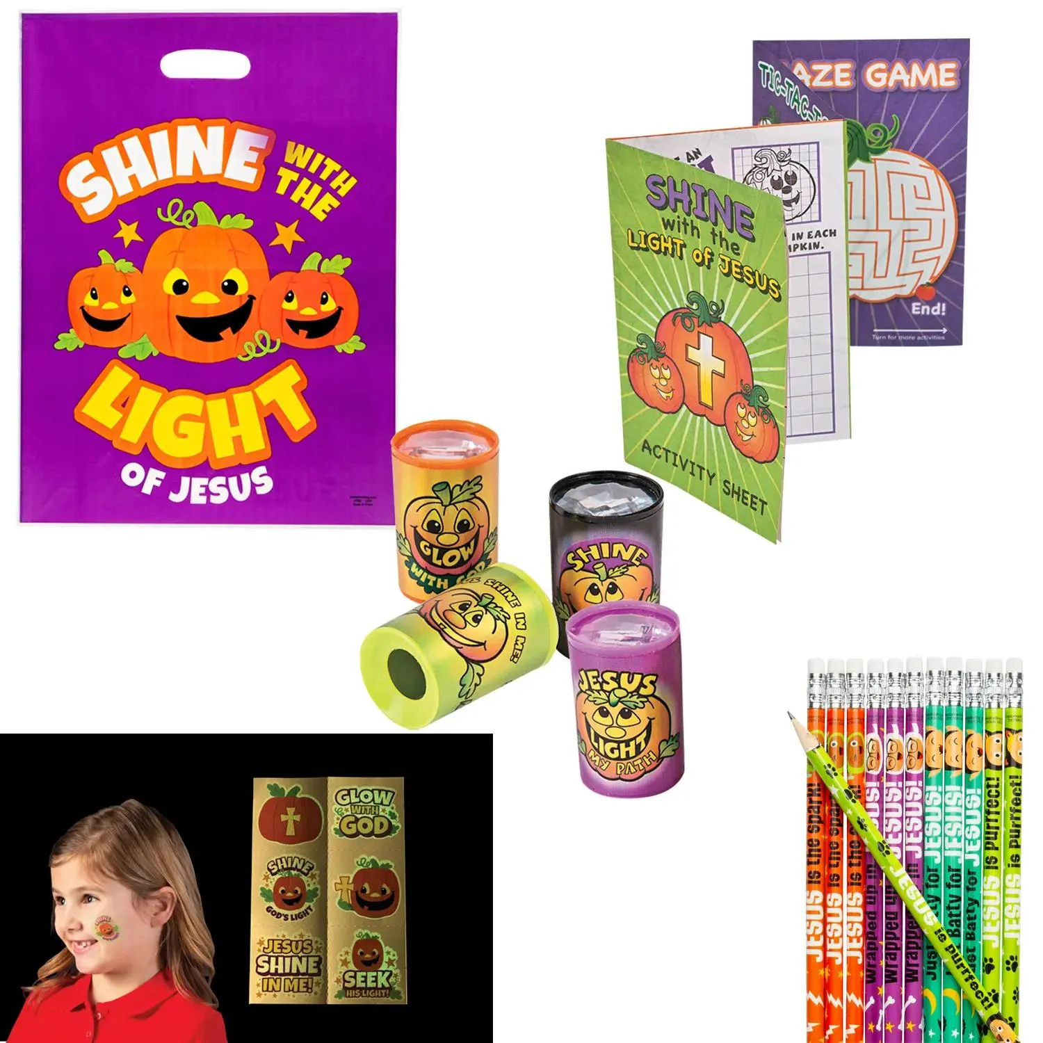 Bulk 338 Pc. Christian Pumpkin Boo Bag Handout Kit for 48