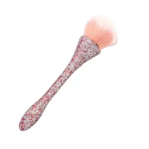 1pcs Pink Shiny Rhinestone Nail Art is a nail dust brushes, with full of pink and white rhinestones handle Nail powder brushes,that is with high quality fiber hair, soft, gorgeous and beautiful, easily swipe off all the excess powder from fingers and nail