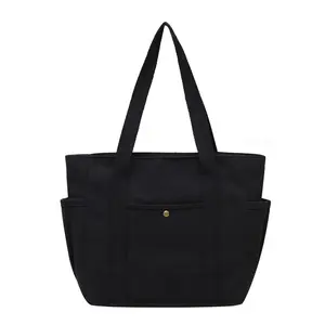 Large Capacity Canvas Tote Bag for Women, Aesthetic Literary Shoulder Bag, Durable Commuter Handbag for Work School Book Carrying