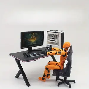 1:12 Scale Miniature eSports Gaming Setup with Mini Monitor, Keyboard, Headset & Chair Realistic Mini Desk Modern DIY Home/Office Decor, DIY miniature Gaming Room Decorations