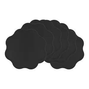 REGALWOVEN Placemat Set of 6 Faux Leather Placemats for Kitchen Dining Table Decor, Washable Table Placemats Wipeable Table Mat 15*15in Black