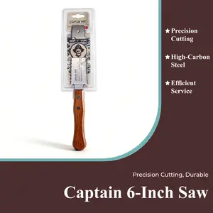 CAPTAIN 6 Inch Japanese Pull Saw, Double Edge Flush Cut Hand Saw with SK5 Steel Blade (17/14 TPI), Hardened Tempered 0.6mm Thick Saw for Woodworking, DIY Craft, Garden Trim, Non-Slip Wood Handle