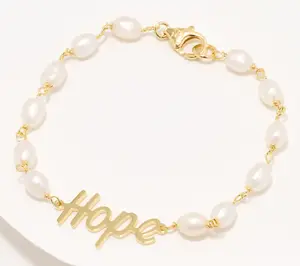 Honora Cultured Pearl Inspirational Bracelet, 18K Gold Plated