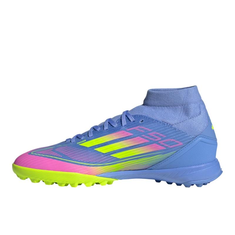 adidas Womens F50 League Mid Turf Soccer Cleats  - Blue, Yellow