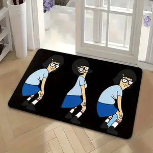 1pc Bob'S Cartoon Burger Door Mat - Non-Slip,Thick Polyester Mat with Vibrant Design, Ideal for Indoor & Outdoor Use, Pet-Friendly, Easy to Clean, Perfect for Entryway, Game Room, Bedroom, Balcony, Study, RV, Laundry Room, Dining Room, Bob'S Burger Mat