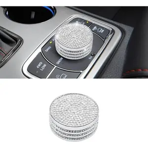 Grand Cherokee Accessories for Jeep 2011-2022 Bling 4WD Control Knob Cover Decals Center Console Button Cover Car Interior Decoration Trims Crystal 1PC