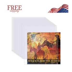 30 Pack 4 Mil Thick Vinyl Sleeves, 12.75" X 12.75"