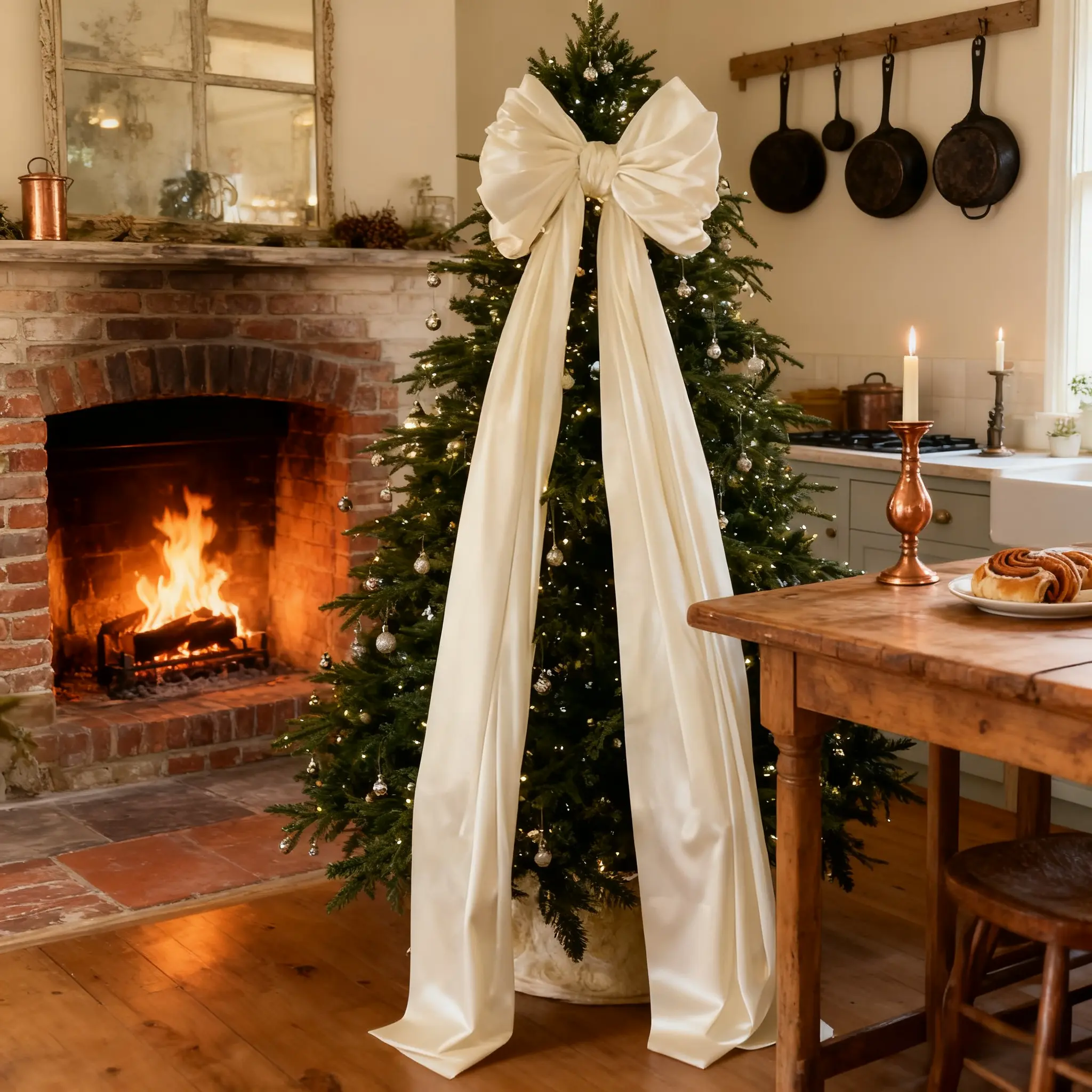 118.11in Large Mesh Bow Garland Ribbon, Easy-to-Use Festive Decoration for Christmas, Weddings, Home & Party Supplies