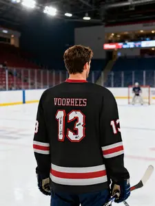 Horror Movie Fan Essential Jason Voorhees Hockey Jersey, Long Sleeve Shirt, Sports Tops, Lightweight Breathable, Best Gift, Sporty Fitted H-Type