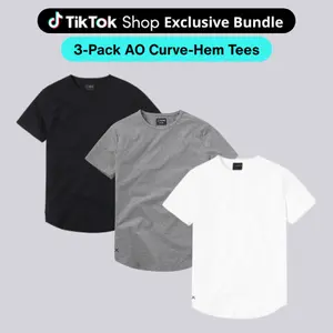 Cuts | Men's AO Curve-Hem Fitted Crew Neck T-Shirt 3-Pack | Anti-Odor Polyester Cotton Blend with Curve Hem | Wrinkle Resistant Stretch