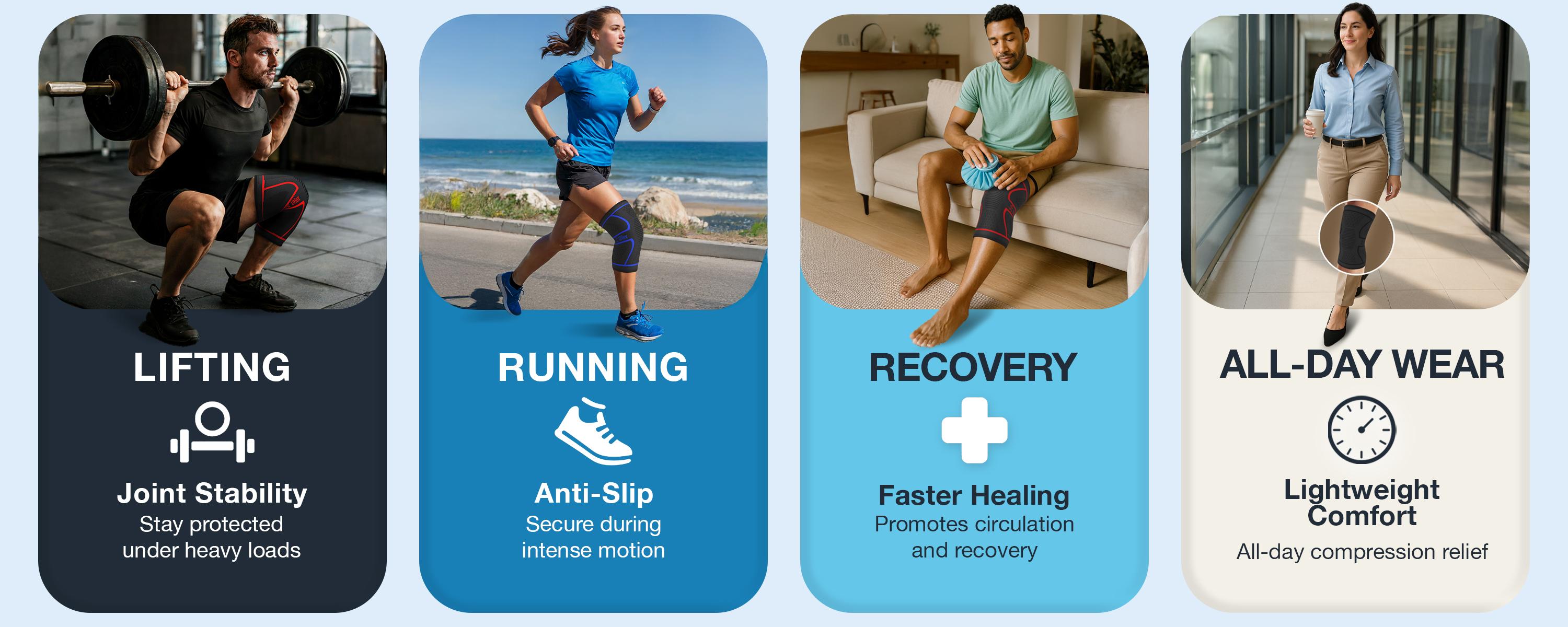 UFlex Athletics Compression Knee Brace for Women & Men Knee Sleeves Support for Sports, Running, Weightlifting, Arthritis, Meniscus Tear, ACL, Hiking, Recovery Support & Fitness