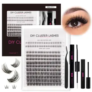 Shinyeen Wispy Lash Clusters Eyelash Extensions Kit 152pcs Individual Lashes Clusters 5-6MM Bottom Lashes and 8-16MM Cluster Lashes Clear Band with Lash Bond Seal Waterproof Remover Lash Tweezer(NS4-5721) lash  kit new  lashes black  lashes wispy  set