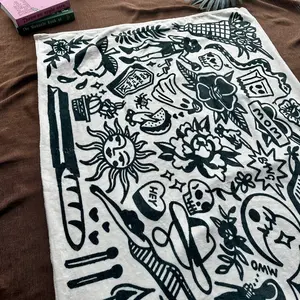 Traditional Tattoo Blanket | Gift For Tattoo Tapestry Fans Velvet Blanket | Soft Fleece Blanket Tattoo Lovers Gift Woven Bedding