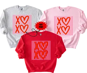 XOXO Valentine Puff Print Preppy Sweatshirt