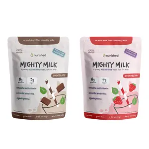 Nurished Mighty Milk Bundle in Chocolate & Strawberry Flavors - An all-in-one powder made just for kids - 8g of protein, multivitamin, greens, & probiotics - 15-30 servings - Powder - Picky-eater approved