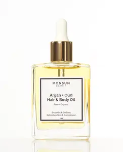 Argan + Oud Hair and Body Skin Oil - Luxurious Fragrance for Moisturizing and Comfort - Organic Ingredients for a Silky Finish