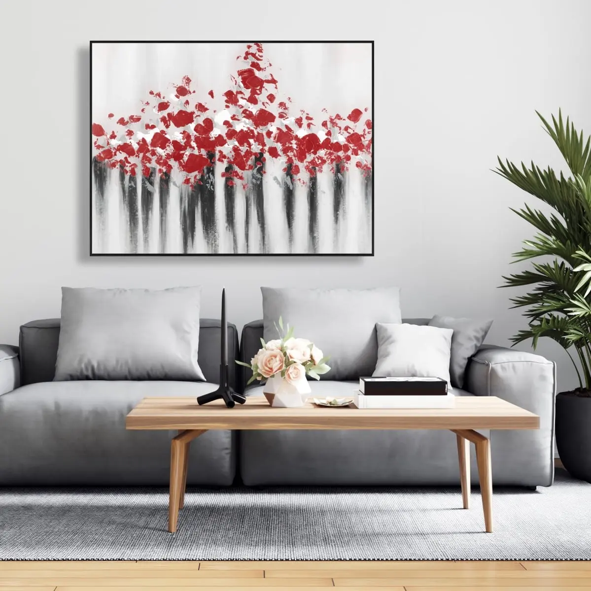 Begin Home Decor C1FC3648ZGMPAQ 36 x 48 in. Falling Red Dot - Contemporary Abstract Framed Canvas Decor