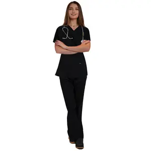S&Bs Women Medical Scrubs Set, V-Neck Top and Cargo pants with 8 pockets,Comfort Uniforms