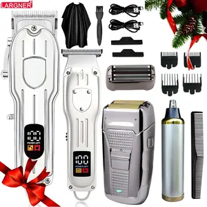 4 in 1 Hair Cutting Kit, 1 Set Professional Hair Clippers & Shaver with Digital Display, Hair Clipper Trimmer, Cordless Beard Trimming Tool for Men, Rechargeable Hair Grooming Set