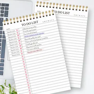 2-Pack To-Do List Sticky Notes Book, 22x14.2cm Top Dual Ring Horizontal Notebook, Date and Weekday Columns, Check Task Planner