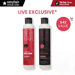 SexyHair I WANT VOLUME Shampoo & Conditioner Set – Lightweight, Volumizing Hair Care for Fine Hair – 10.1 oz Each –, LuxeLift Technology, Guava & Starfruit Scent