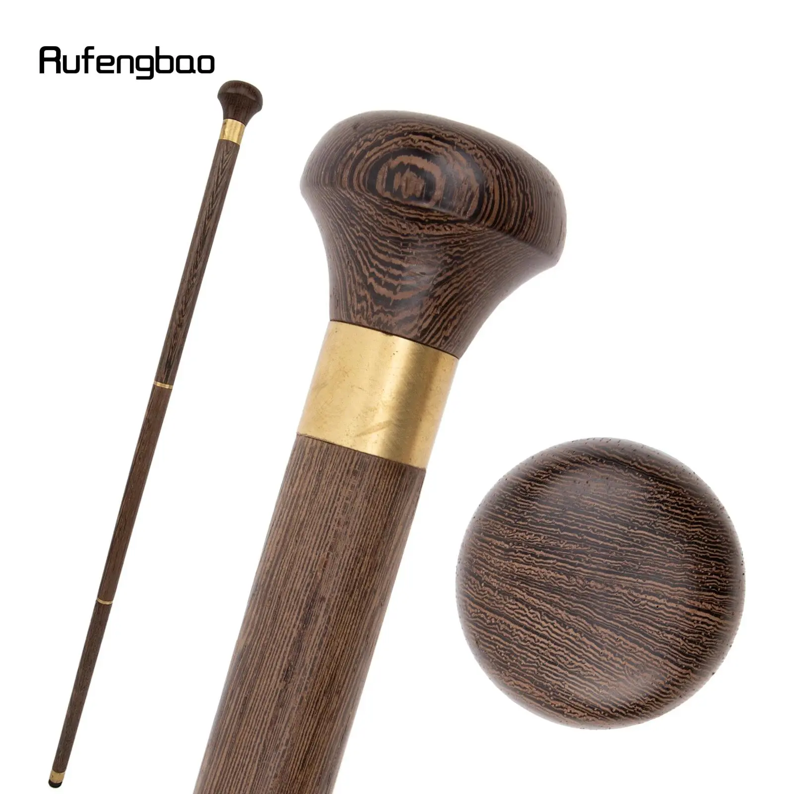 Brown Wooden Traditional Fashion Walking Stick Decorative Cospaly Party Accessory Wood Walking Cane Halloween Mace Wand Crosier 88cm
