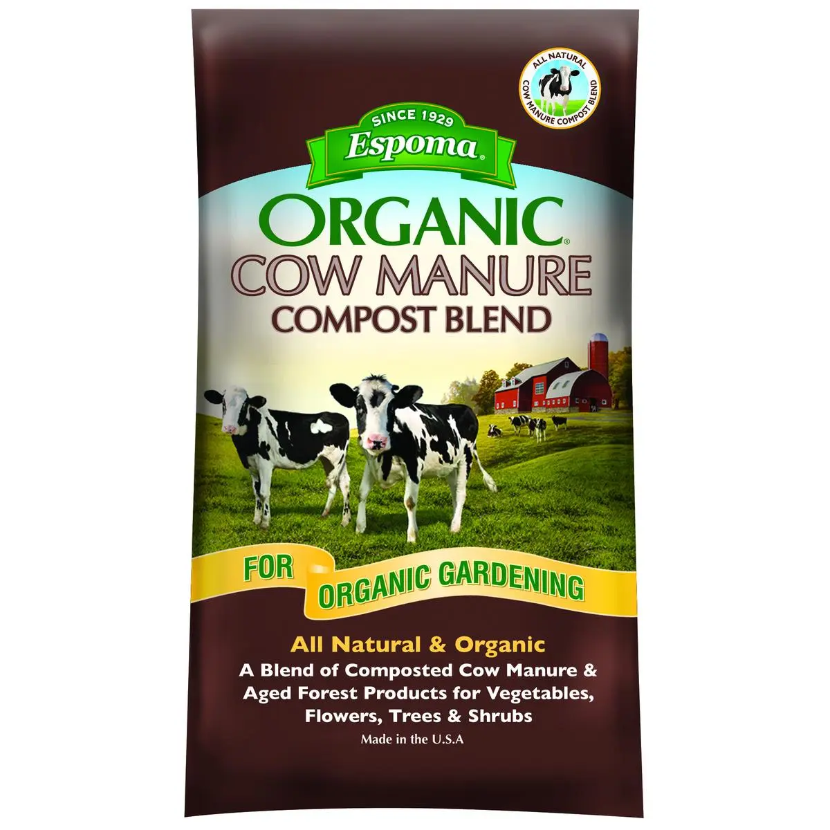 Espoma Organic Dehydrated Cow Manure Fertilizer, 1 cu ft - Home Improvement & Garden Supplies for Flowers, Vegetables, Trees, Shrubs; Improves Poor Soils, Grows Better Plants, Better Soil
