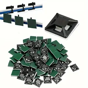 100pcs Plastic Zip Tie Mounts, Stick on Cable Tie Wire Support, Cable Organizer Clips, Adhesive-Backed Anchors for Pedal Board Cable Management, Indoor and Outdoor Use