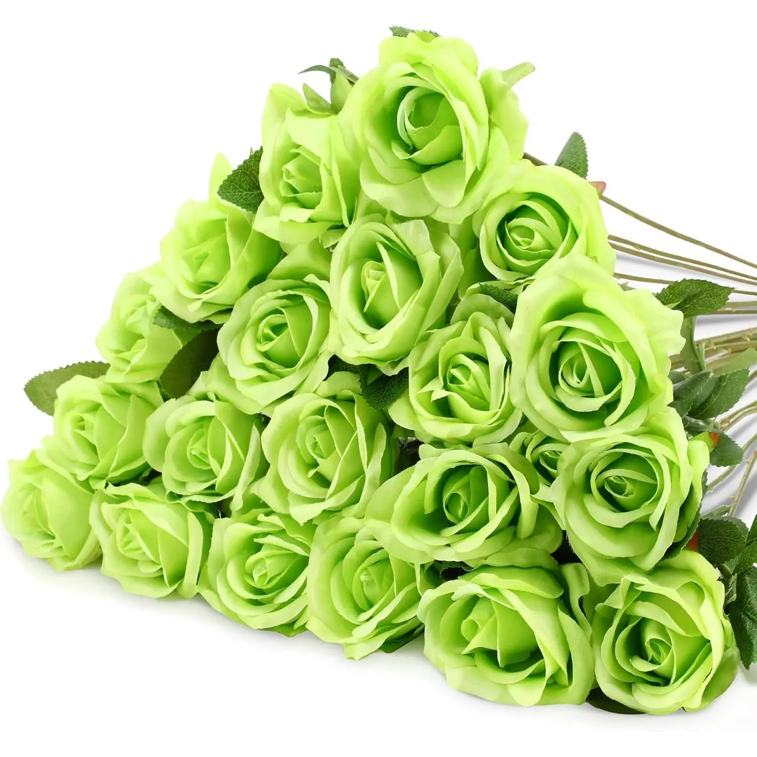 FAVOWREATH 12/24 Pcs Artificial Rose Flowers with Long Stem,Real Touch Silk Realistic Plastic Bouquet Roses Bulk for Home Decor Bridal Wedding Party Table Centerpieces Decorations(Orange)