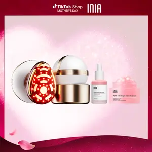INIA SPHERA & PDRN Peptide Repair Skincare Bundle – RF & LED Anti-Aging Facial Device with EMS Microcurrent, Red Light & Cryo Cooling for Lifting & Firming, Plus Peptide Cream & Serum for Deep Repair & Hydration.,Mother's Day Special Gift