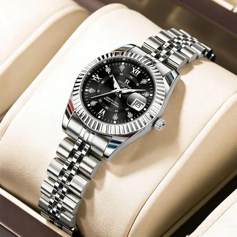 121 Silver Black Dial Steel Band Women's Model