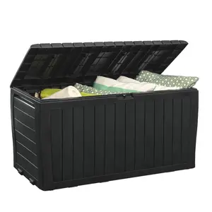 Keter Marvel Plus 71 Gallon Resin Deck Box-Organization and Storage for Patio Furniture Outdoor Cushions, Throw Pillows, Garden Tools and Pool Toys, Dark Grey Organiser Wood