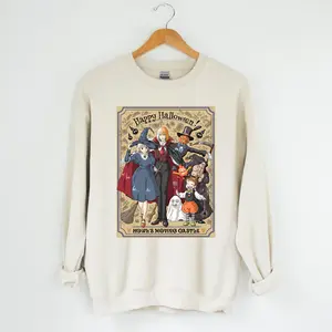 Funny Anime Halloween Sweatshirt, Howls Moving Castle, Howl And Sophie, Calcifer