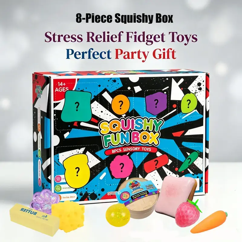 8-Piece Malt Sugar Squishy Fidgets Pack, Slow Rising Squishies, Sensory Squeeze Ball & ASMR Stress Relief Fidget Toys, Unique Styles Party Gifts, 8 Pcs Squishies Pack, 8 Unique Styles