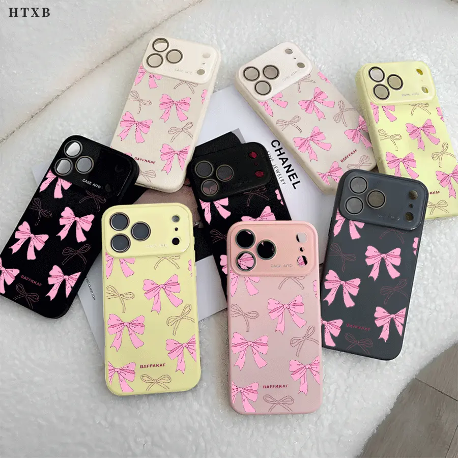 TPU Bow Design Imitation Liquid Feel Large Window Smartphone Case - Protective, Anti-Fingerprint, Lightweight Accessory for iPhone 17/16/15/14/13/12/11/XS/X Pro MAX, Pro, Plus Series - Ideal Halloween, Christmas Gifts, Bows, Iphone12