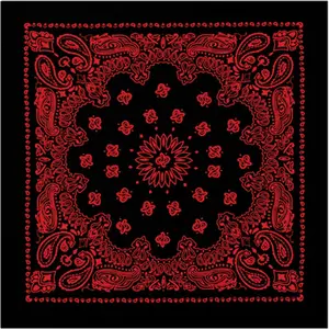 Black & Red - Trainmen Paisley Bandana, 100% Cotton, 22" x 22"