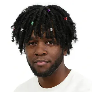 Short Braided Wig For Man Afro Bob Black Crochet Twist Hair Dreadlocks Wig Synthetic Wig Layered Breathable Faux Locs Braids Dreads
