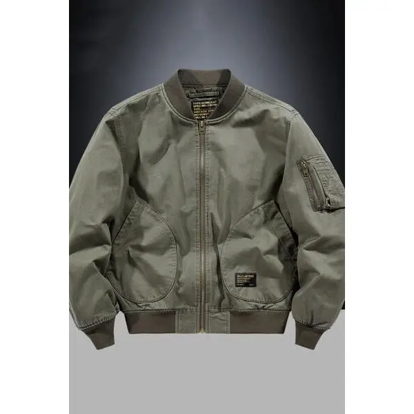 Men's Plus Size Zip Up Baseball Collar Bomber Jacket