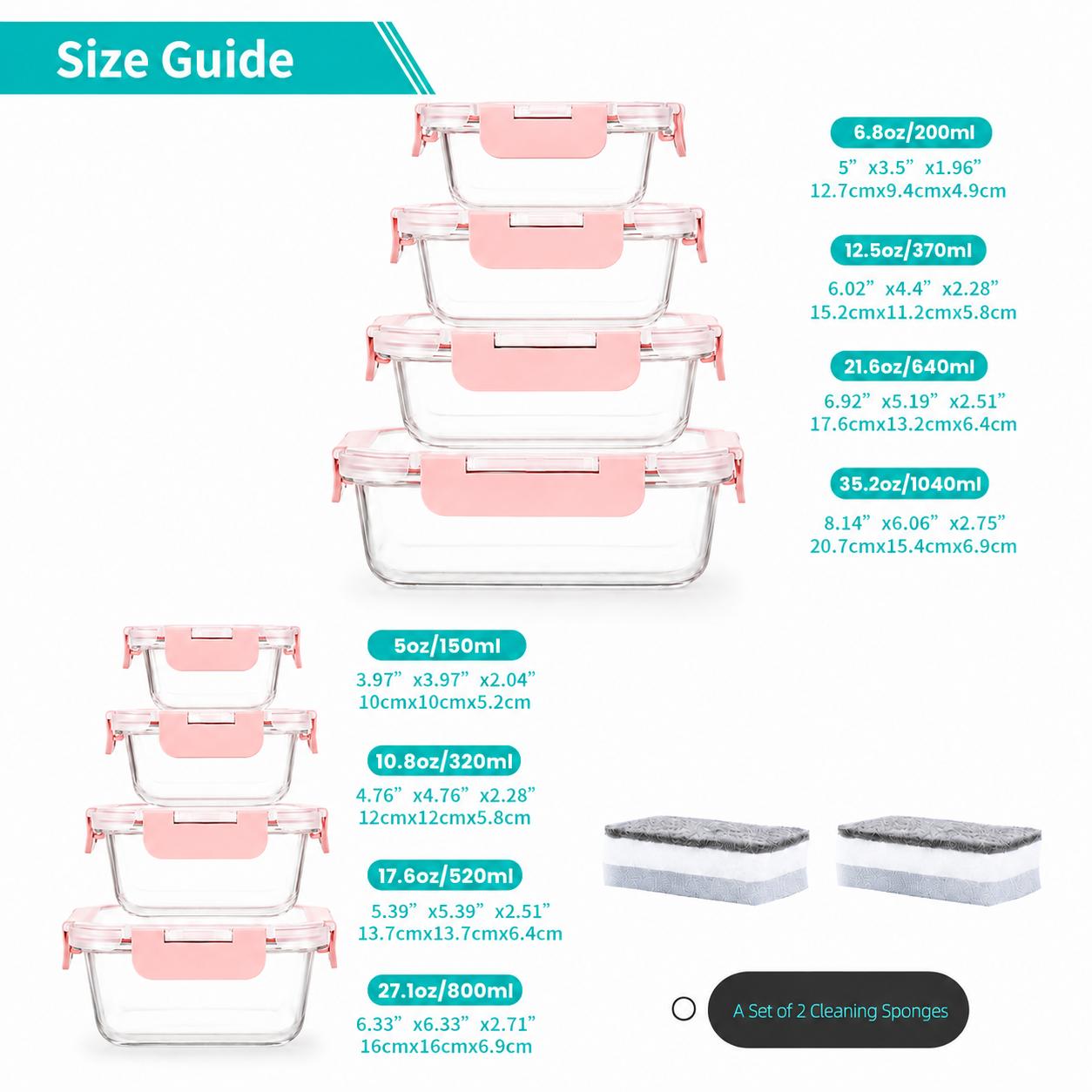 8-Piece Borosilicate Glass Food Storage Container Set, Kitchen Airtight-Lid Lunch Boxes, Stackable Square & Rectangular Meal Prep Containers, Microwave & Freezer Safe 8-Piece Borosilicate Glass Food Storage Container Set, Kitchen Airtight-Lid Lunch Boxes, Stackable Square & Rectangular Meal Prep Containers, Microwave & Freezer Safe